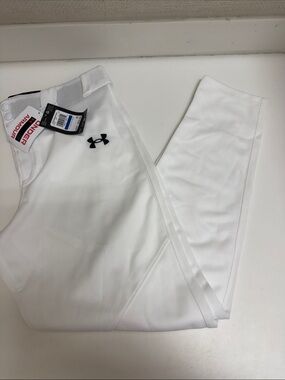 NWT Under Armour White Performance Compression Leggings with Black Logo